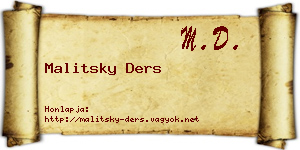Malitsky Ders névjegykártya
